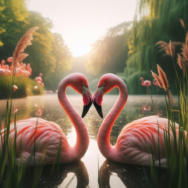 Foto vector roze flamingo's