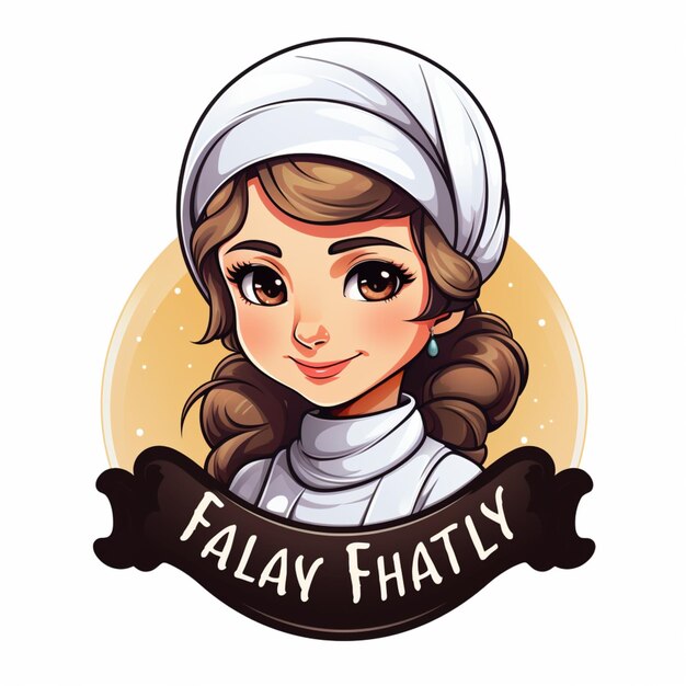 Vector schattig moslim hijab meisje chef bakkerij logo