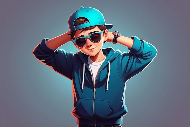 Foto vector schattige coole jongen dabbing pose cartoon vector icoon illustratie mensen mode icoon concept geïsoleerd