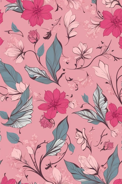 vector seamless flower pattern on pink backgrounds