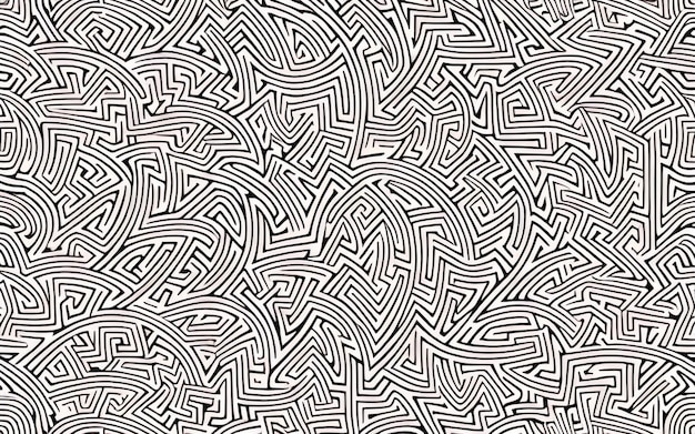 Vector Seamless Organic Rounded Lines Maze Coral Pattern