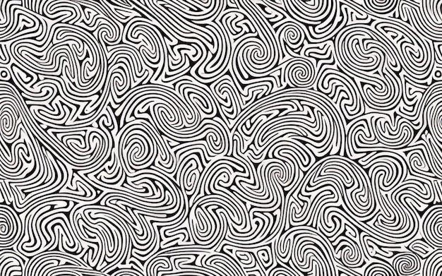 Vector Seamless Organic Rounded Lines Maze Coral Pattern