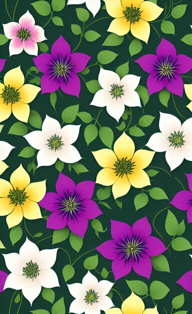 The vector seamless pattern with flowers clematis clematide