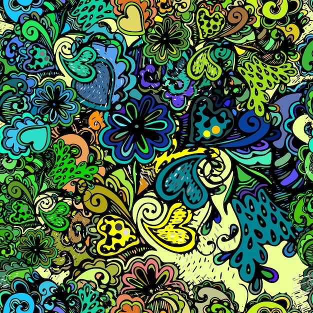vector seamless texture with abstract flowers