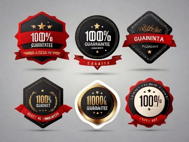 Vector set of 100 guarantee golden labels