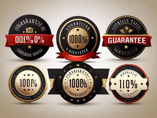 Photo vector set of 100 guarantee golden labels