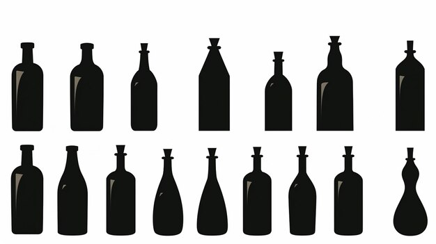 Photo vector set of beer bottles black and white