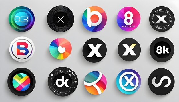 vector set of dark circle online entertainment logos with new x logo