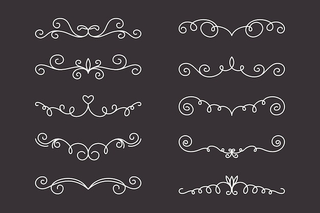 Vector set decoratieve lineaire scheidingstekens, vintage frame-ontwerpelementen, filigraan decoratieve randen
