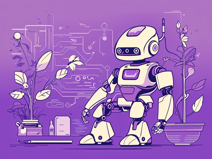 Photo vector set of illustrations robotics concept art