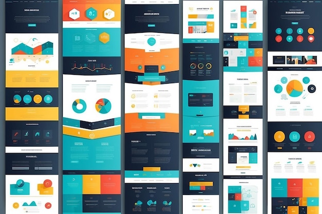 사진 평평한 웹 사이트 템플릿의 터 세트