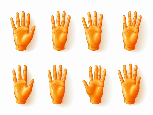 Photo vector set of orange hands white background