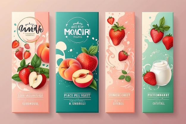 Vector set templates packaging dairy products label banner poster branding