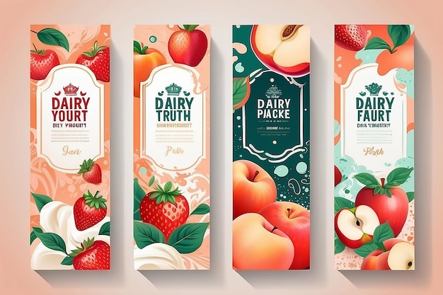 Photo vector set templates packaging dairy products label banner poster branding