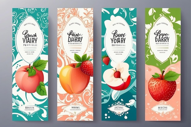 Vector set templates packaging dairy products label banner poster branding