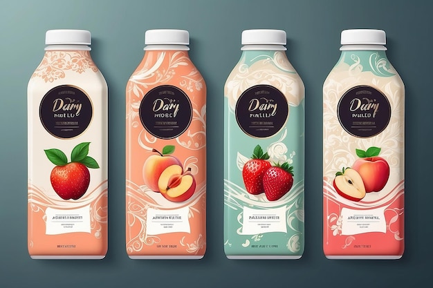 Vector set templates packaging dairy products label banner poster branding