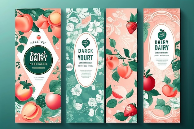 Photo vector set templates packaging dairy products label banner poster branding