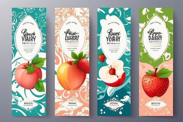 Vector set templates verpakking zuivelproducten label banner poster branding