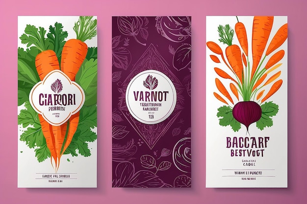Vector set van sjablonen verpakking vegetarisch voedsel label banner poster identiteit branding