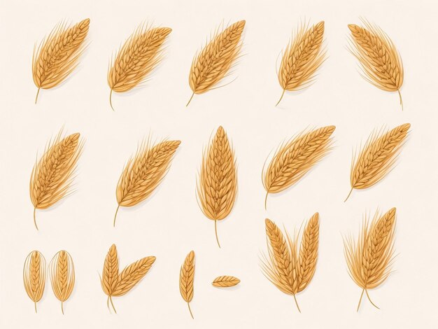 Photo vector set of wheats ears