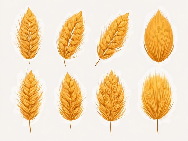 Векторный набор пшеничных ушей
