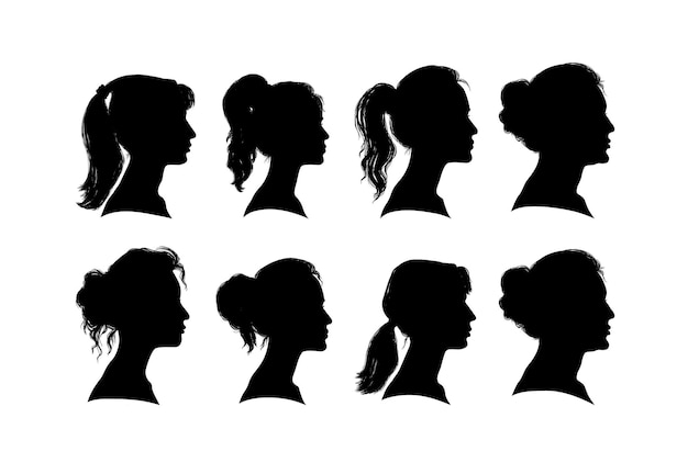 Vector silhouet set van gezichtsprofiel van verschillende mensen