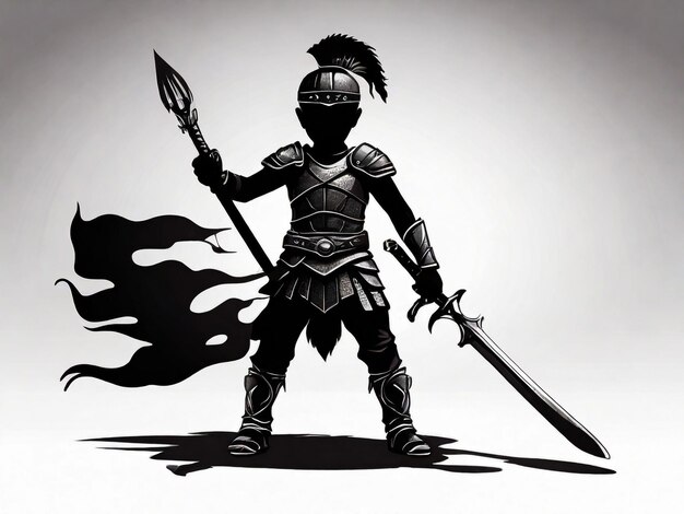 Photo vector silhouette of a ancient warrior