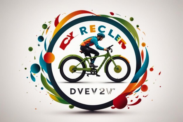 Photo vector silhouette cycling on abstract background