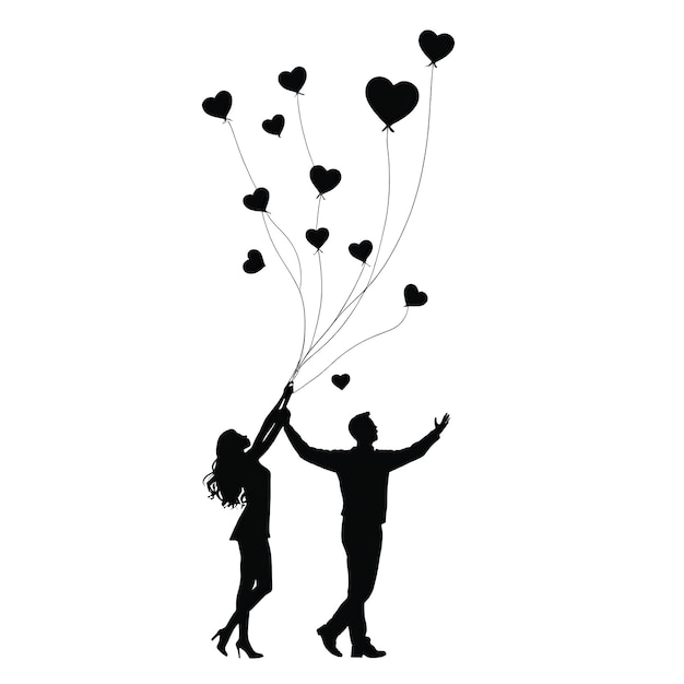 Photo vector silhouette of a happy couple on white background