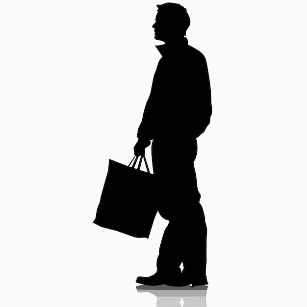 Photo vector silhouette of a man with packages on a white background generative ai