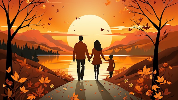 vector_silhouette_of_a_family_walking_outside