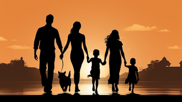 vector_silhouette_of_a_family_walking_outside