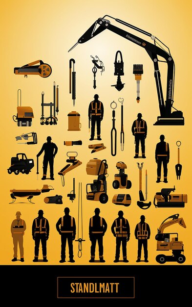 Vector Silhouette Set of Construction Tools