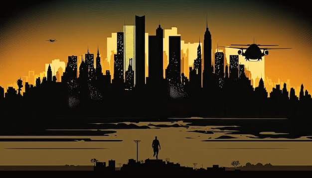 Vector silhouette skyline illustration Made by AIArtificial intelligence