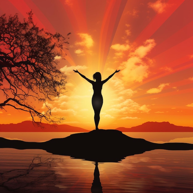 vector silhouette of a woman in a yoga pose under