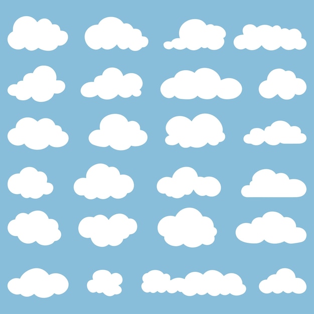 Foto collezione di cartoni animati vettoriali semplici di nuvole