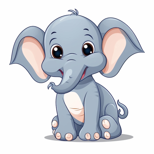 Photo vector simple color low detail cute elephant cartoon ai generated art