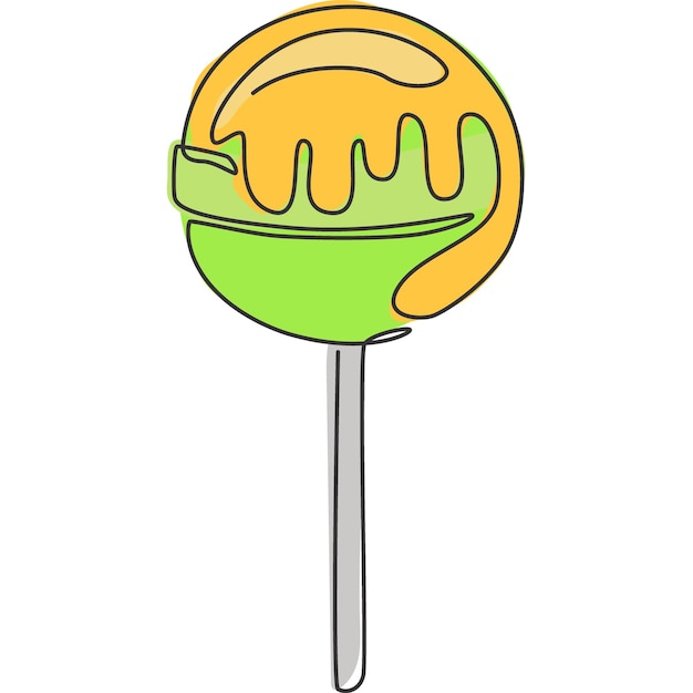 Vector Single Cartoon Green Round Lolipop stock illustration