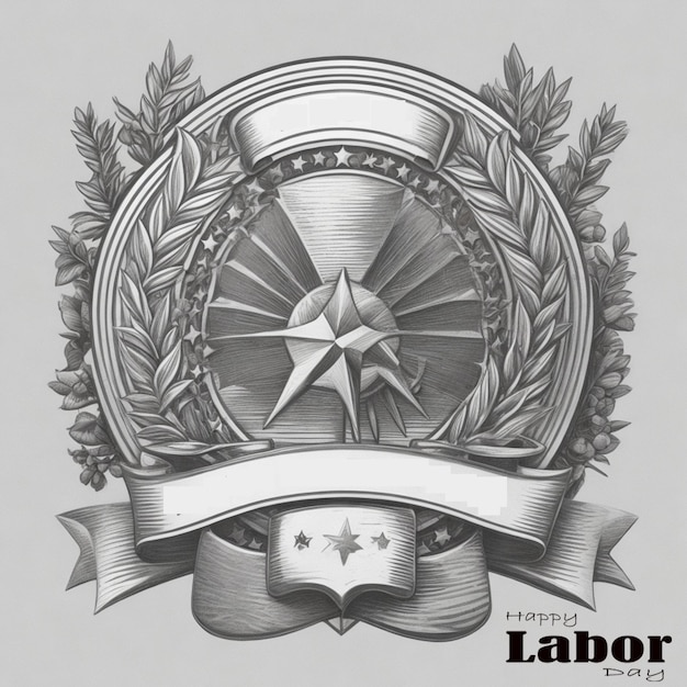 vector sketch of american labor day badge