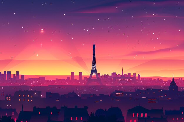 A vector skyline illustration of Paris France city skyline