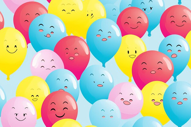 Vector Smiling Balloons Pattern Vibrant and Cheerful