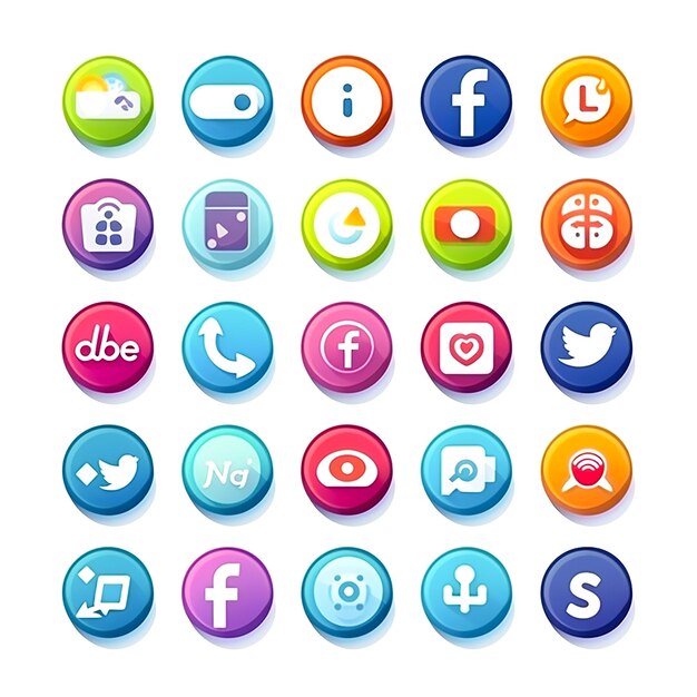 Foto vector social media iconen vector set met facebook instagram twitter youtube logos gegenereerd ai