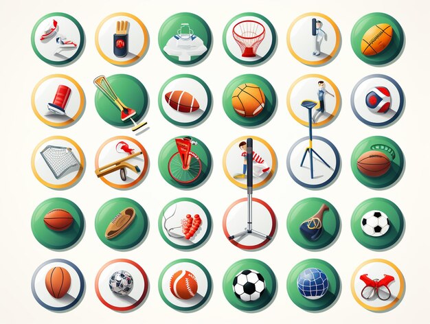 vector sport iconen witte achtergrond stickers set illustratie