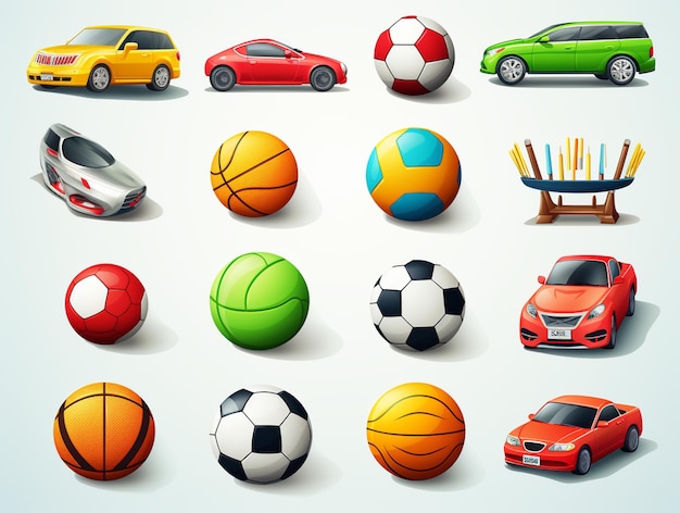 vector sports icons white background