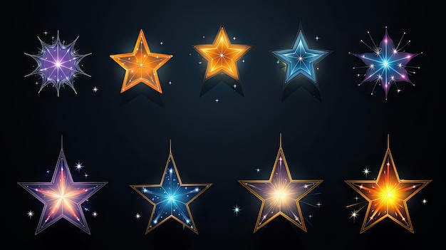 사진 다양한 디자인 요구에 적합한 다양한 종류의 별을 가진 터 스타 세트