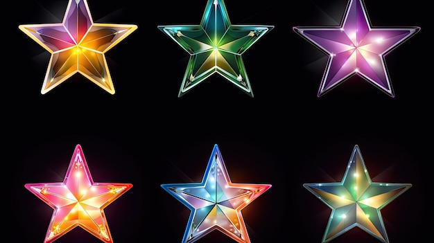 Векторный звездный набор со звездами замысловатого дизайна, подходящим для творческих проектов