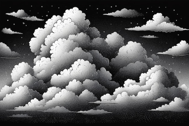 Vector stipple illustratie van wolken