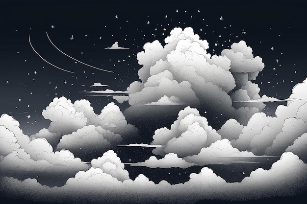 雲のベクトル・スティップルイラスト