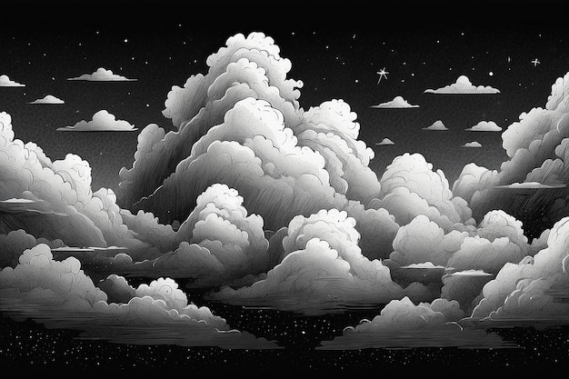 Vector stipple illustration of clouds