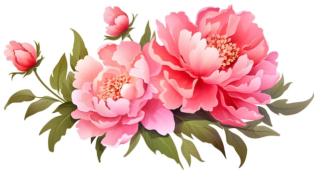 Vector stock bloem illustratie roze pioen op een witte achtergrond